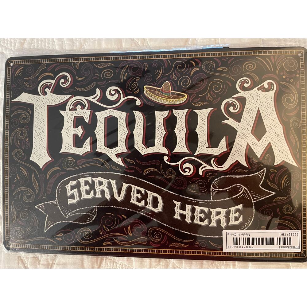 Tequila tin wall bar kitchen tiki hut mancave sign